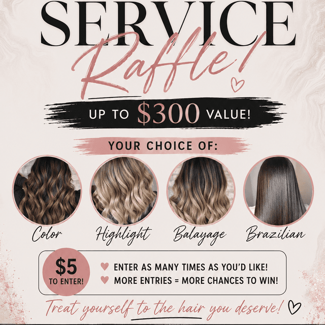 Service Raffle 3 Entries $15 at KRR Beauty Bar in Fruitland Park, FL